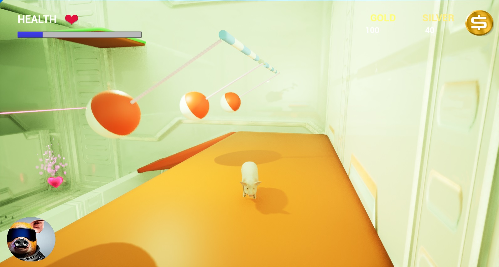 Videojuego VR: recorrido de plataformas con el cerdito
