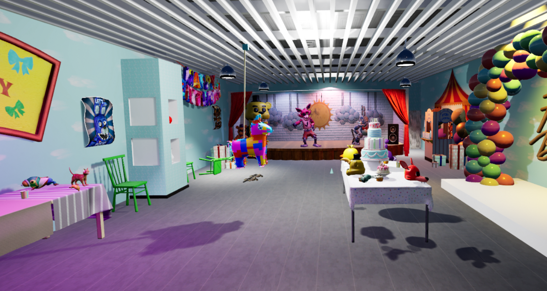 Sala de celebración modelada en 3D para experiencia VR