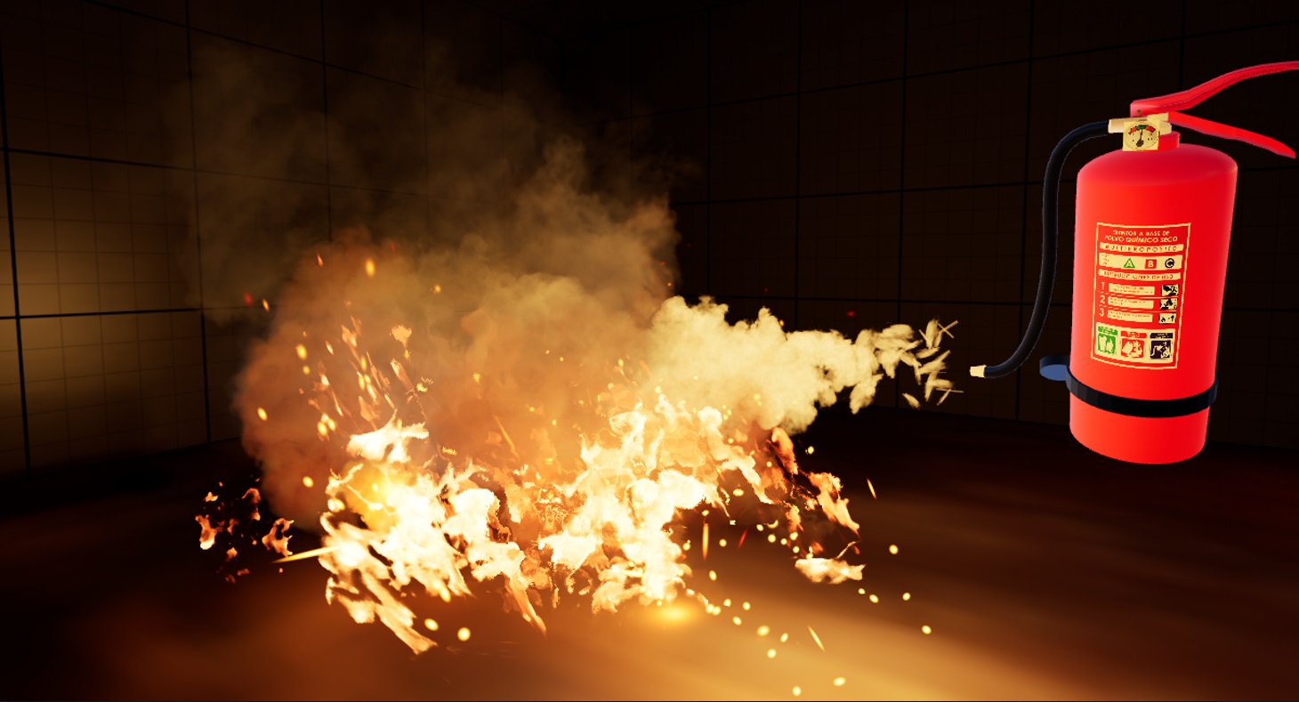 Simulador VR de uso de extintor ante un amago de incendio